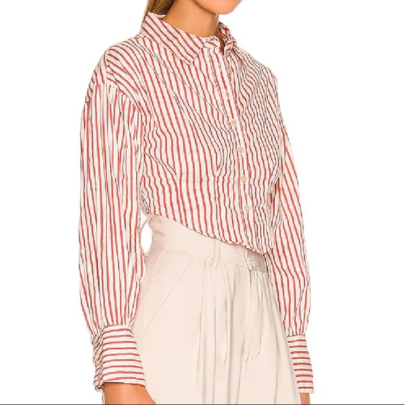 Free People Ophelia Corset Buttondown Red Rust - Picture 6 of 8